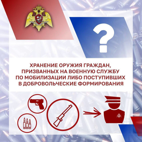 Оружейная азбука: хранение оружия граждан, призванных на военную службу по мобилизации либо поступивших в добровольческие формирования